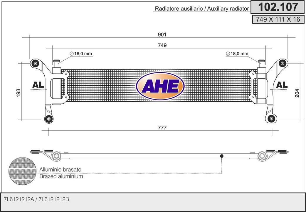 AHE 102.107 Radiator, engine cooling 102107