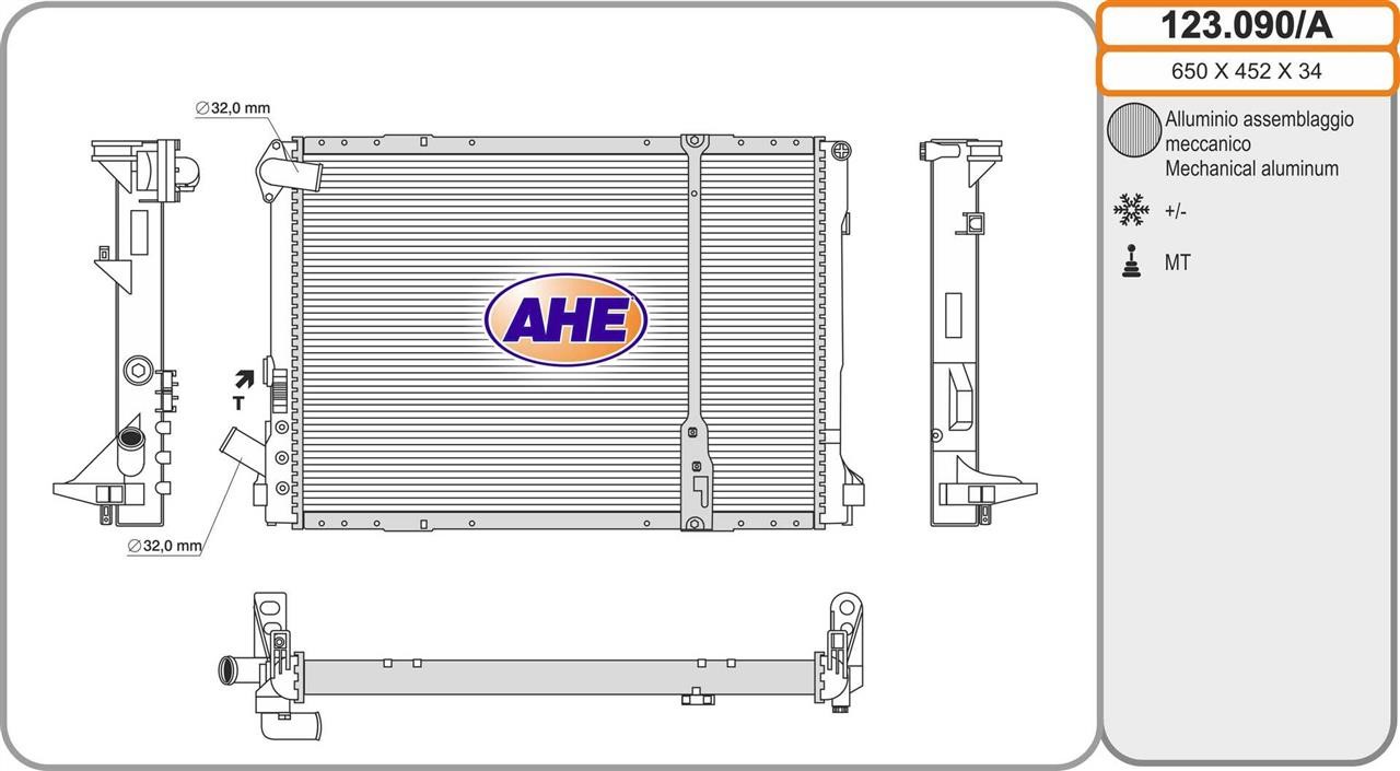 AHE 123.090/A Radiator, engine cooling 123090A