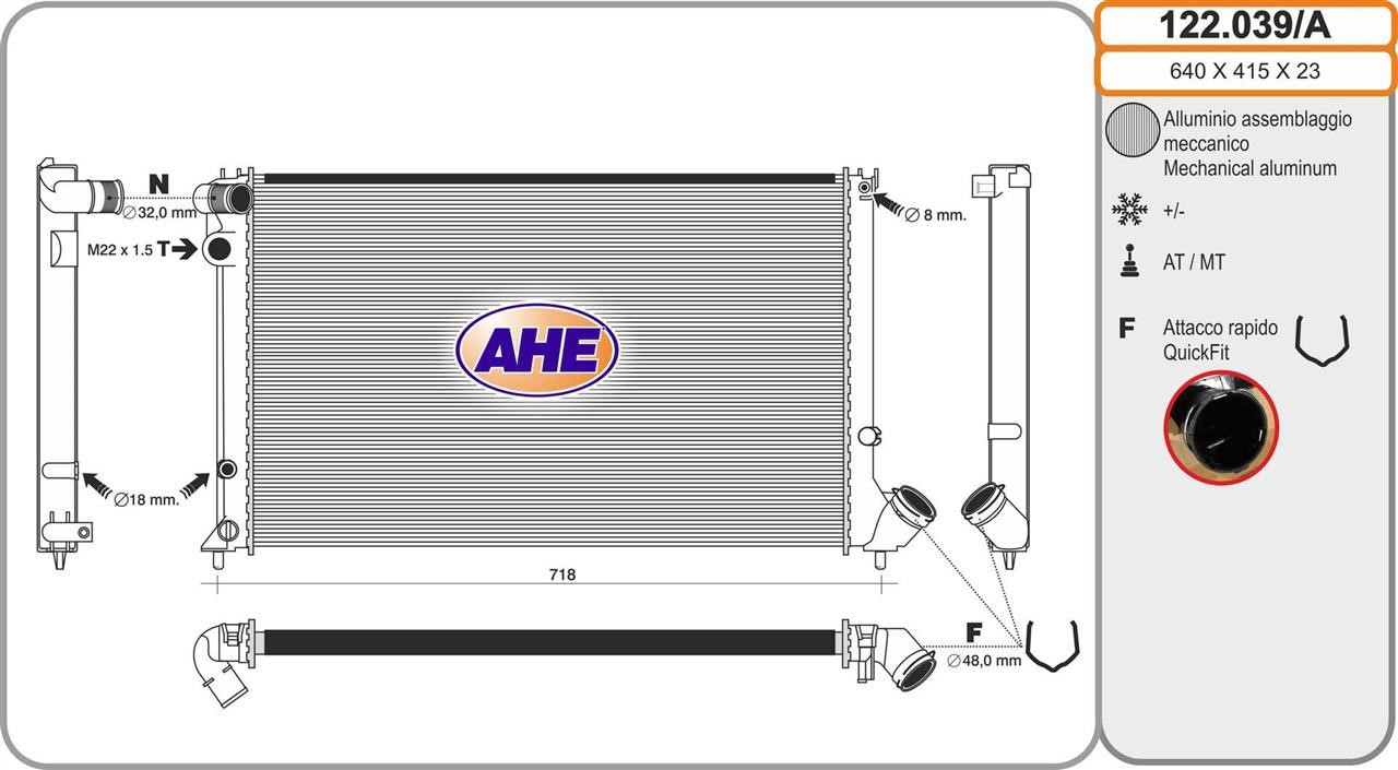 AHE 122.039/A Radiator, engine cooling 122039A