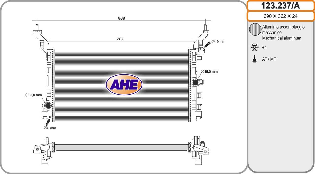AHE 123.237/A Radiator, engine cooling 123237A