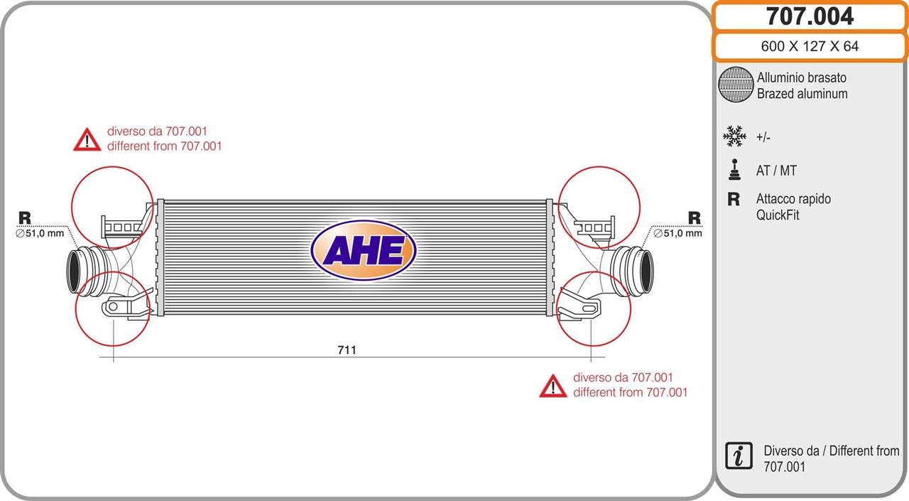 AHE 707.004 Intercooler, charger 707004