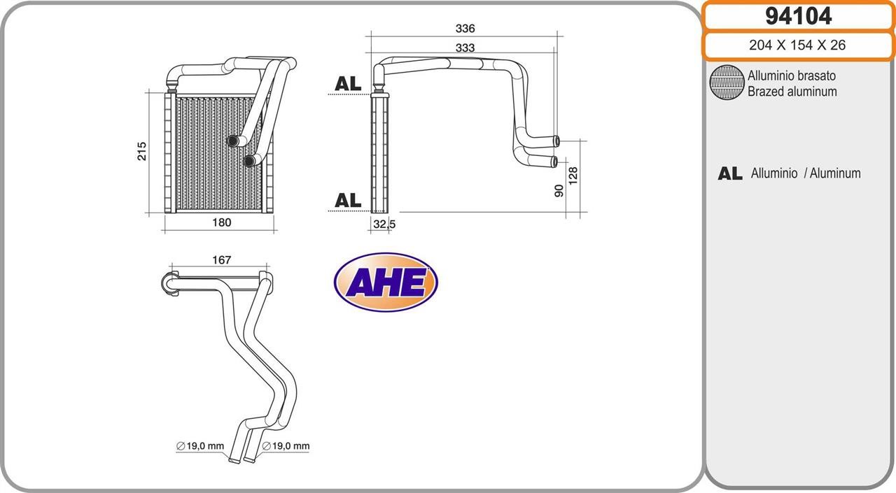 AHE 94104 Heat exchanger, interior heating 94104