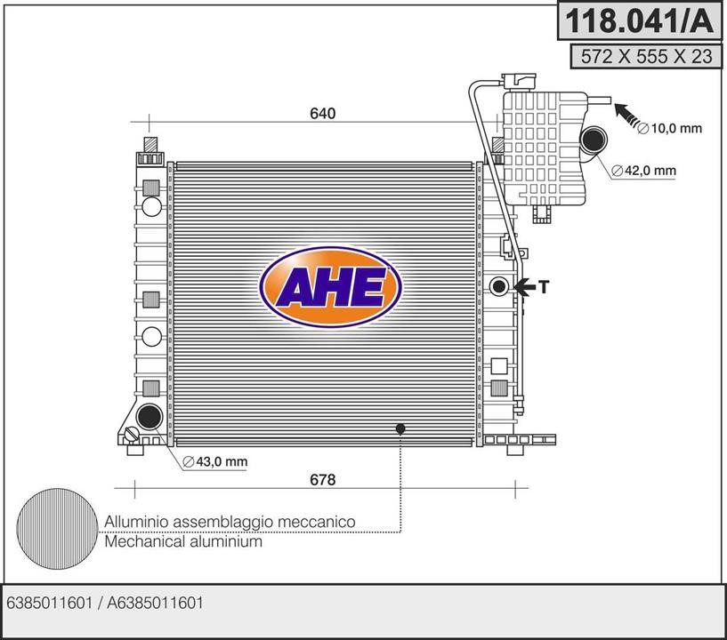 AHE 118.041/A Radiator, engine cooling 118041A