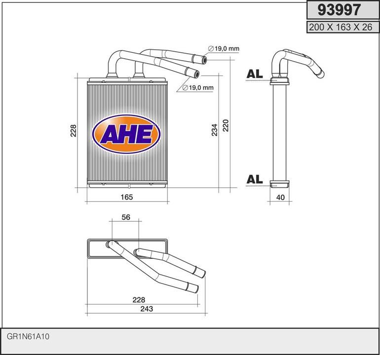 AHE 93997 Heat Exchanger, interior heating 93997