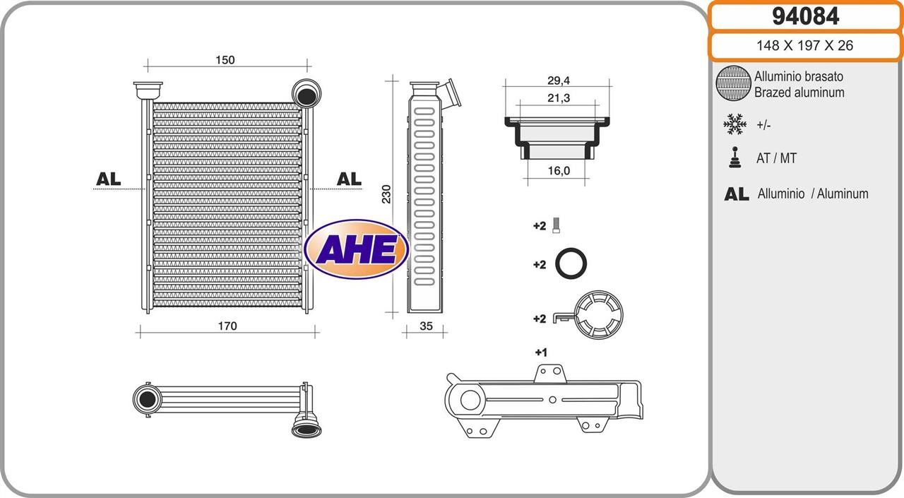 AHE 94084 Heat exchanger, interior heating 94084