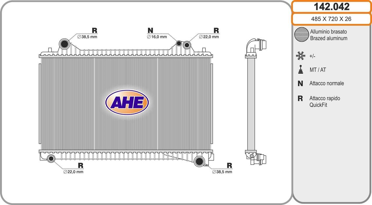 AHE 142.042 Radiator, engine cooling 142042