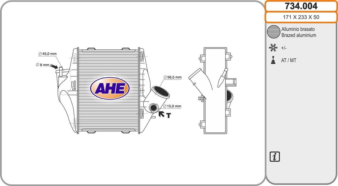 AHE 734.004 Intercooler, charger 734004