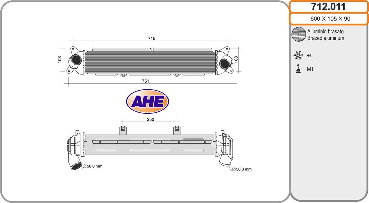 AHE 712.011 Intercooler, charger 712011