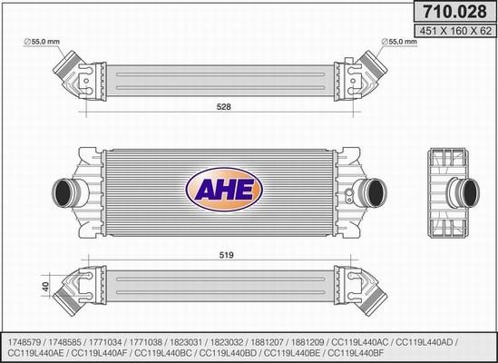 AHE 710.028 Intercooler, charger 710028