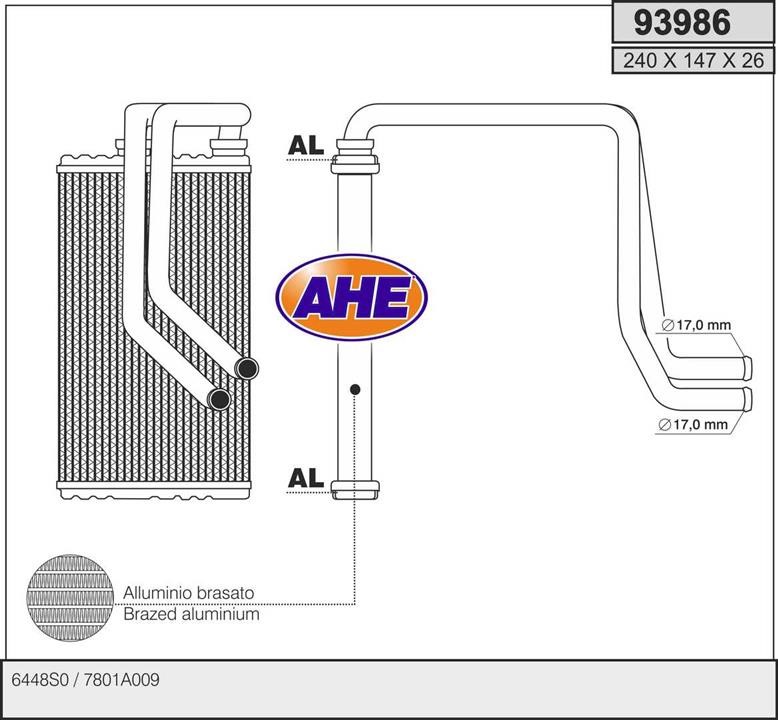 AHE 93986 Heat Exchanger, interior heating 93986