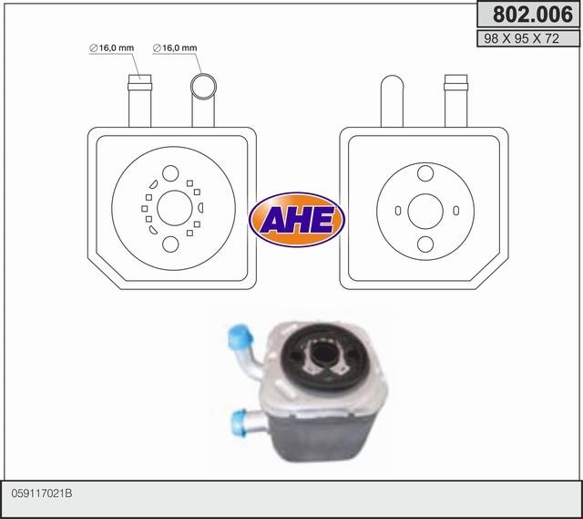 AHE 802.006 Oil Cooler, engine oil 802006