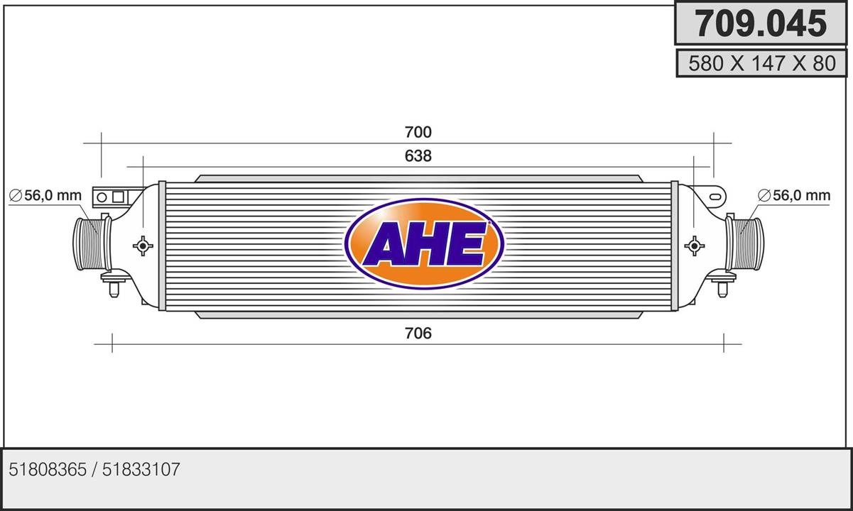 AHE 709.045 Intercooler, charger 709045
