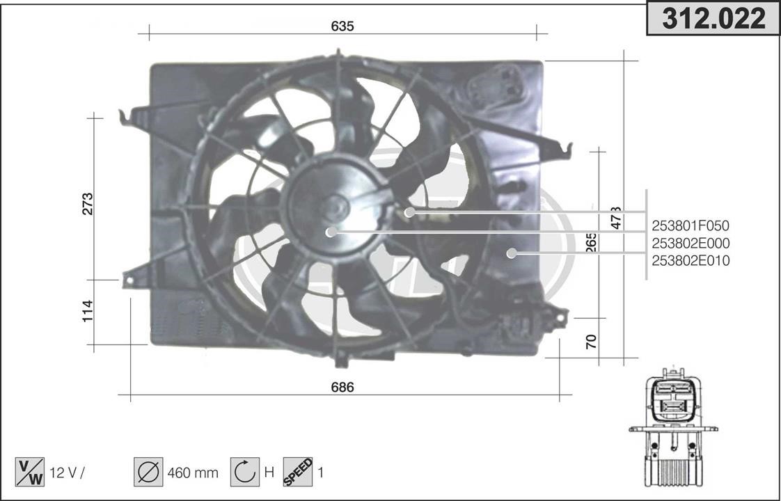 AHE 312.022 Fan, radiator 312022