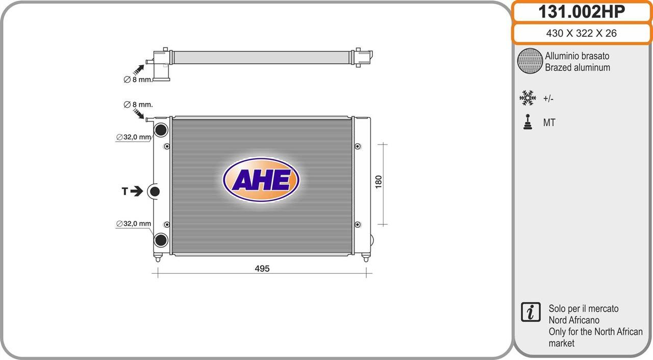 AHE 131.002HP Radiator, engine cooling 131002HP