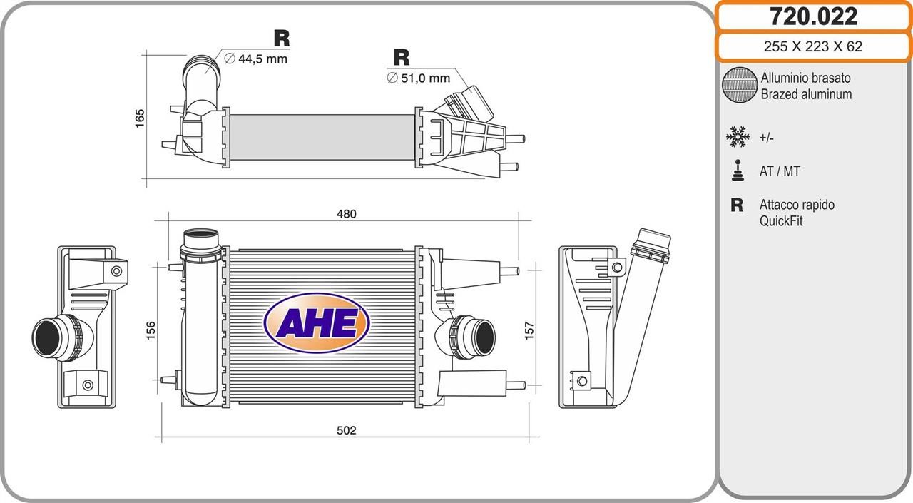 AHE 720.022 Intercooler, charger 720022