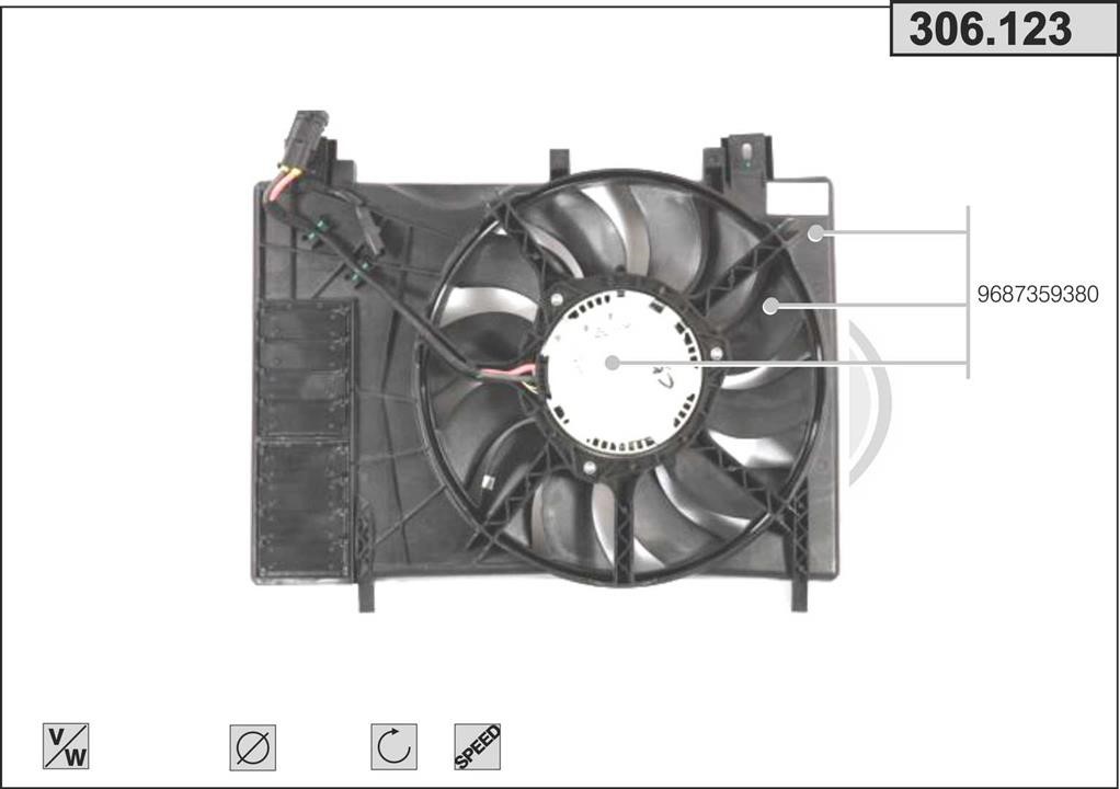 AHE 306.123 Hub, engine cooling fan wheel 306123