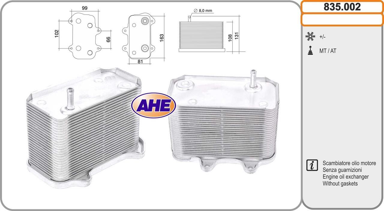 AHE 835.002 Oil Cooler, engine oil 835002