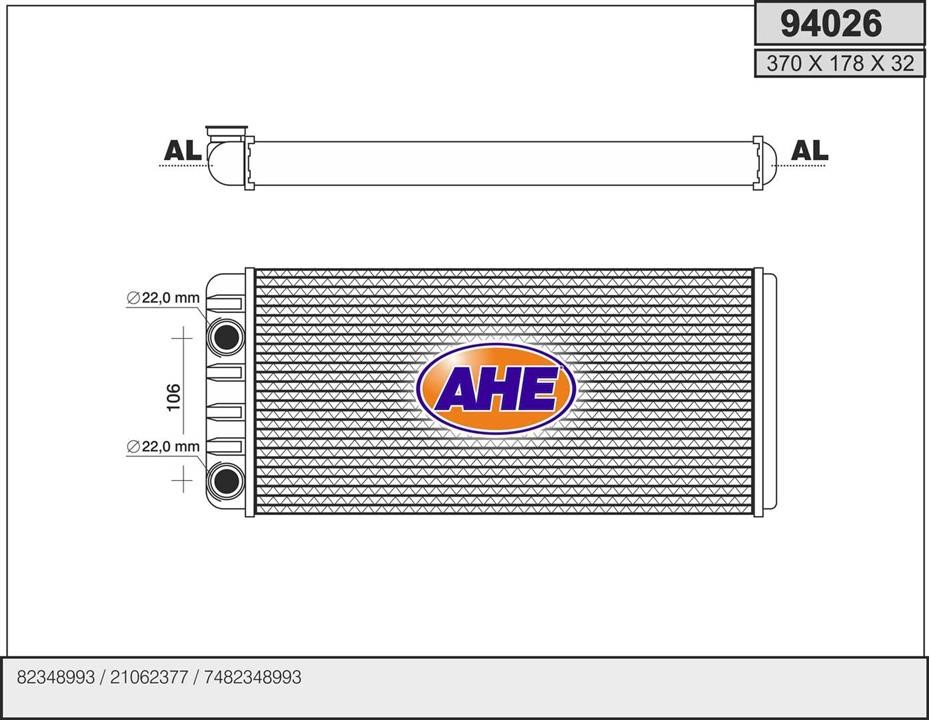 AHE 94026 Heat Exchanger, interior heating 94026