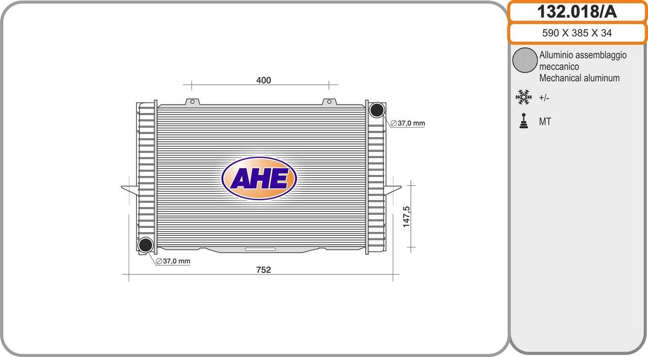 AHE 132.018/A Radiator, engine cooling 132018A
