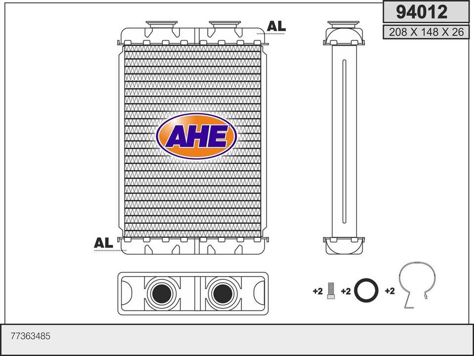 AHE 94012 Heat Exchanger, interior heating 94012