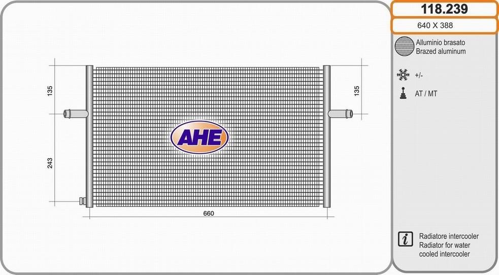 AHE 118.239 Radiator, engine cooling 118239