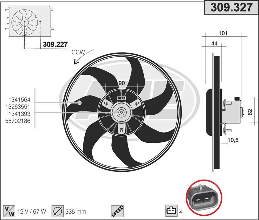 AHE 309.327 Fan, radiator 309327