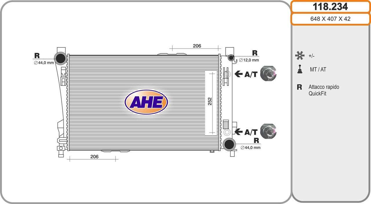AHE 118.234 Radiator, engine cooling 118234