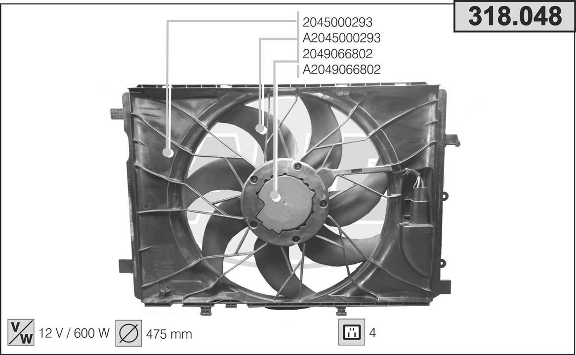 AHE 318.048 Hub, engine cooling fan wheel 318048