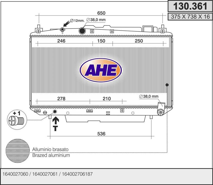 AHE 130.361 Radiator, engine cooling 130361