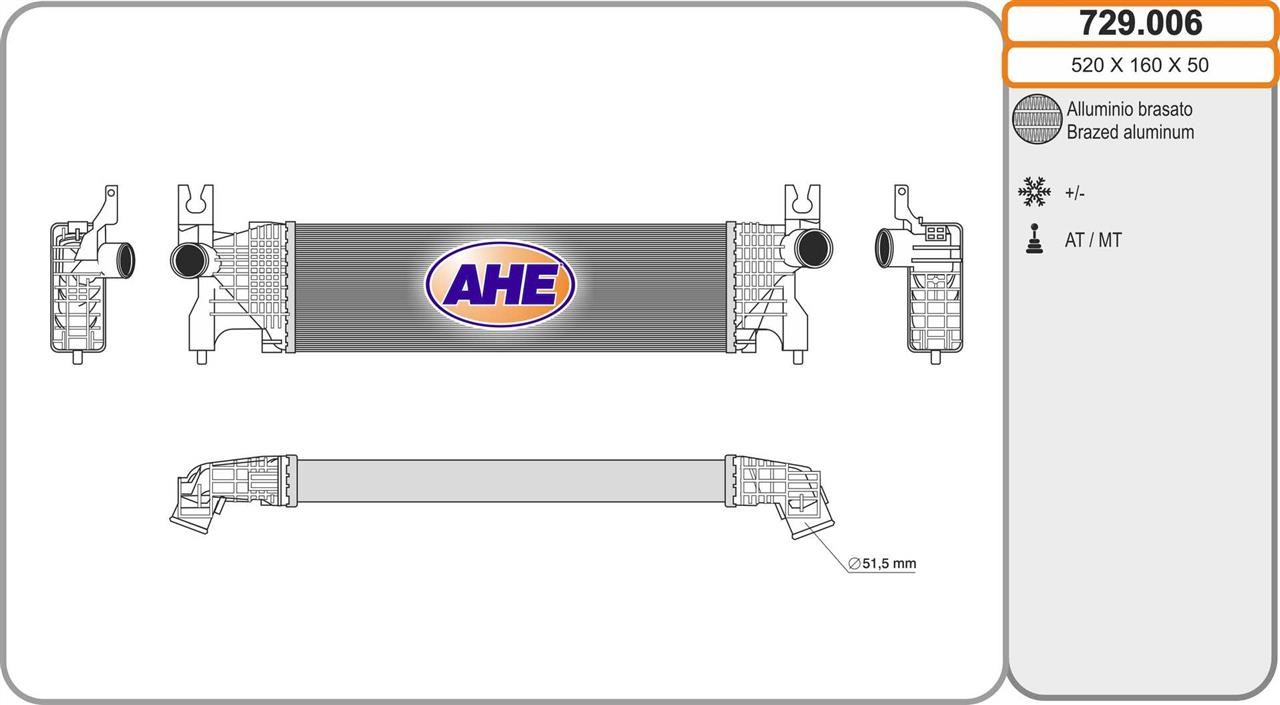 AHE 729.006 Intercooler, charger 729006