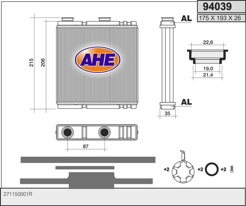 AHE 94039 Heat Exchanger, interior heating 94039