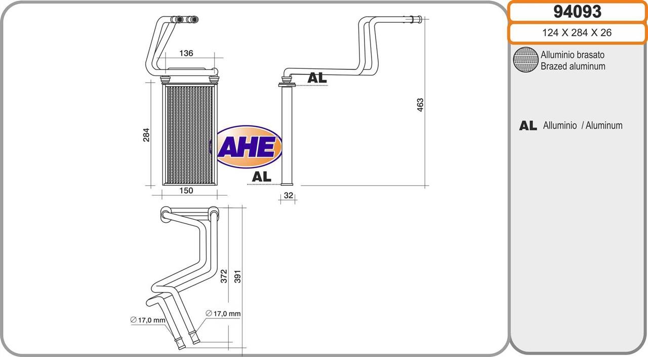 AHE 94093 Heat exchanger, interior heating 94093