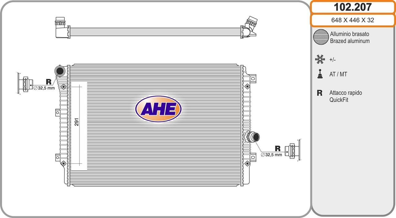 AHE 102.207 Radiator, engine cooling 102207