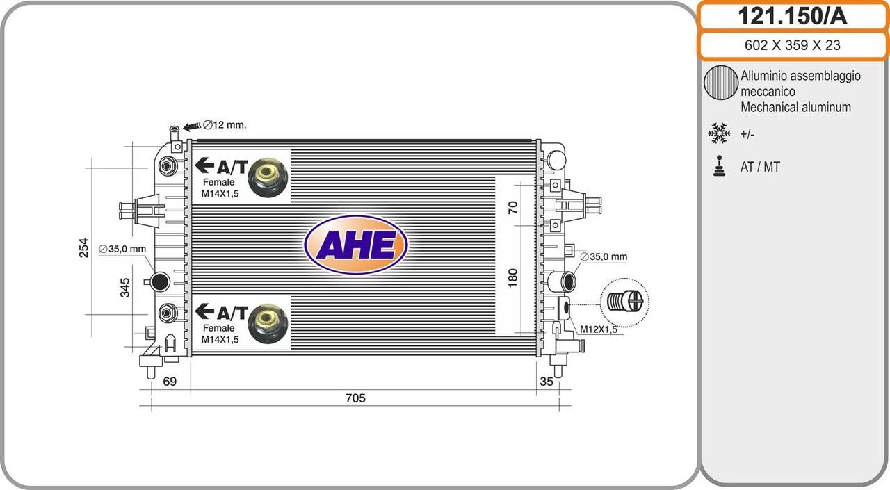 AHE 121.150/A Radiator, engine cooling 121150A