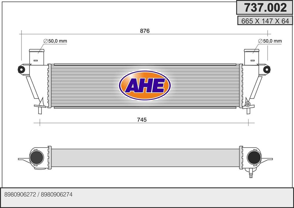 AHE 737.002 Intercooler, charger 737002
