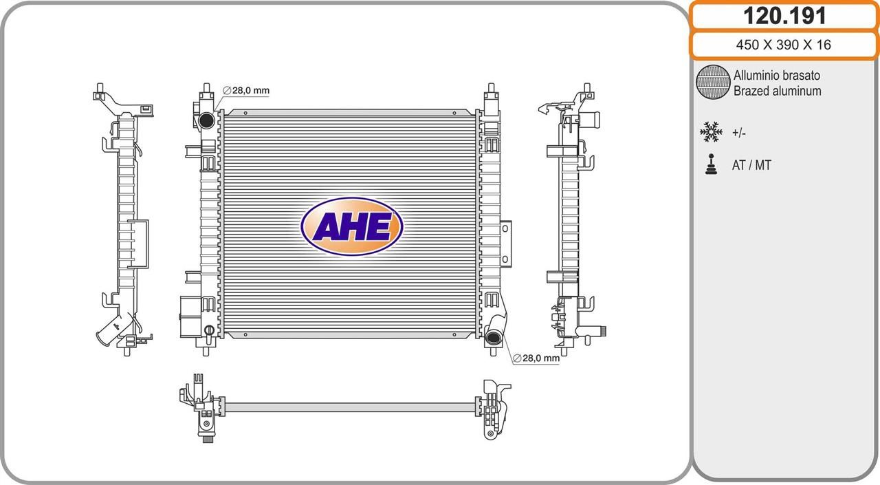 AHE 120.191 Radiator, engine cooling 120191