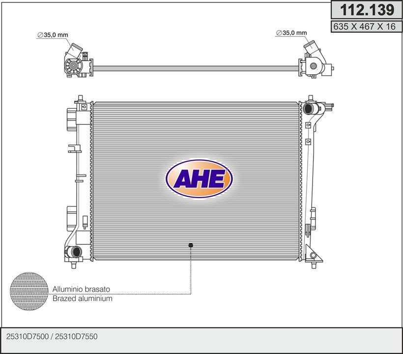 AHE 112.139 Radiator, engine cooling 112139