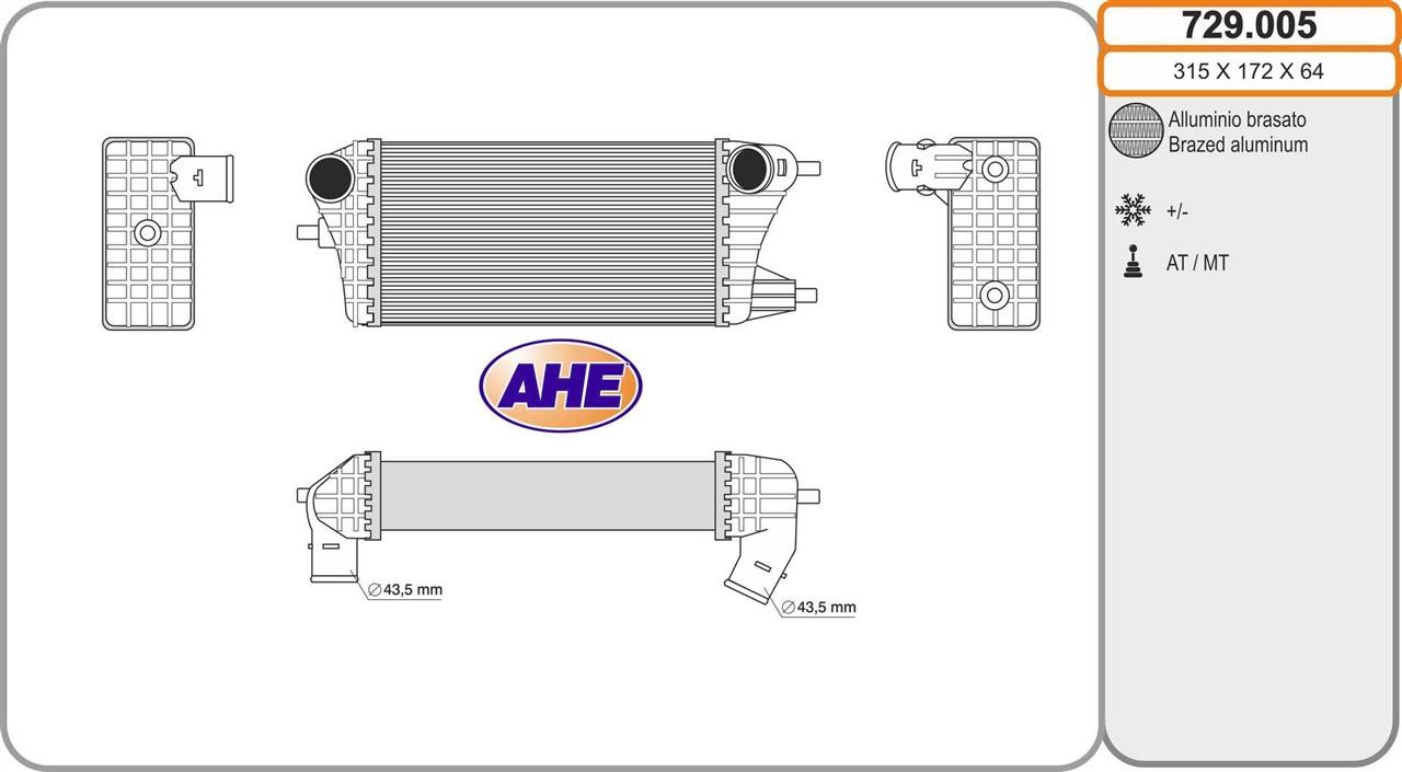 AHE 729.005 Intercooler, charger 729005