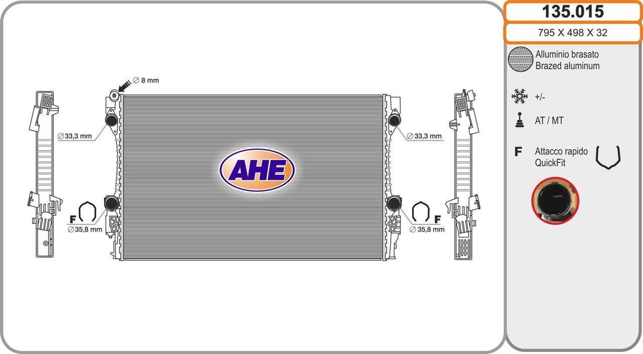 AHE 135.015 Radiator, engine cooling 135015