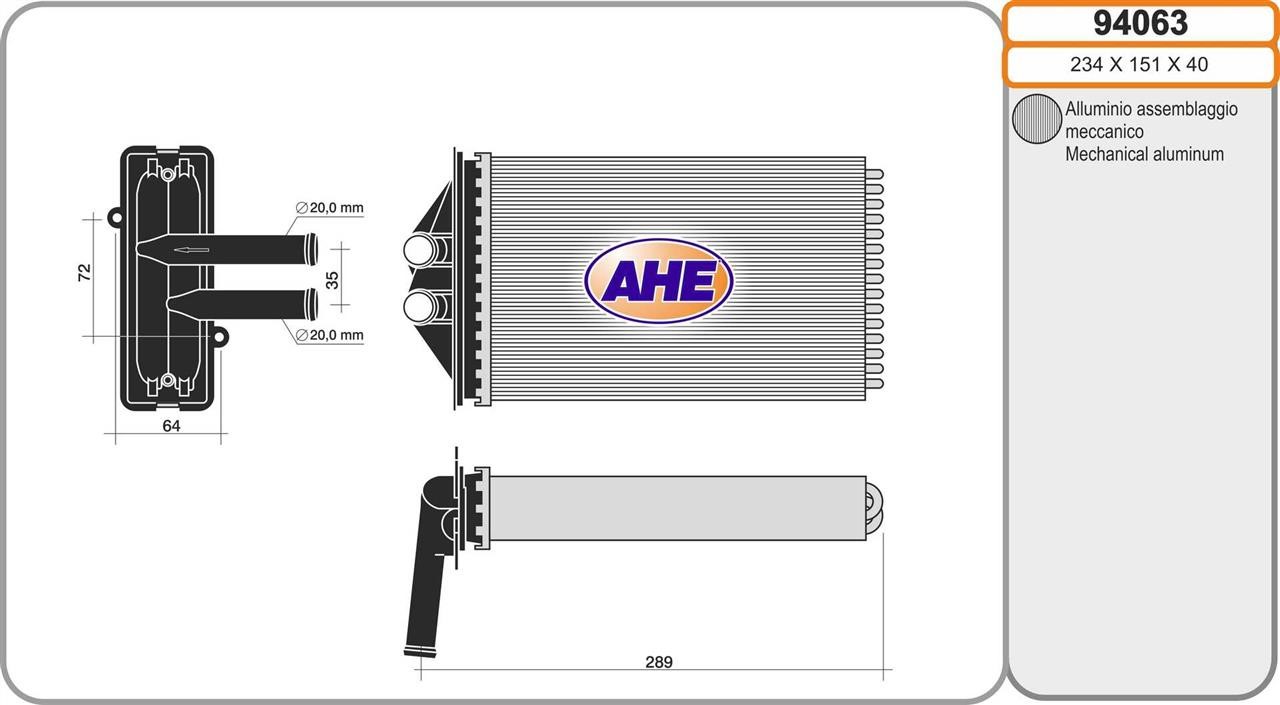 AHE 94063 Heat exchanger, interior heating 94063