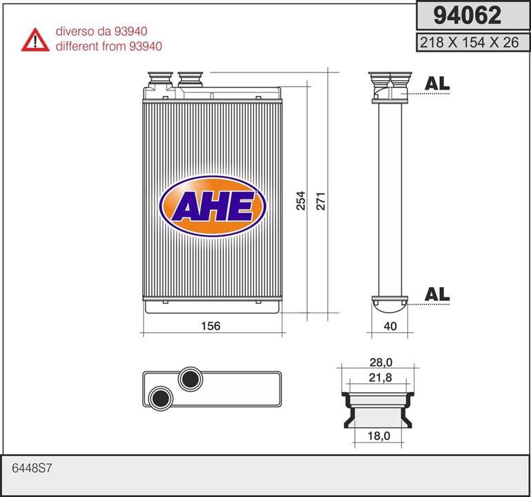 AHE 94062 Heat exchanger, interior heating 94062