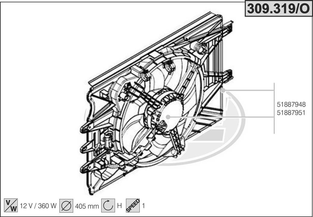 AHE 309.319/O Hub, engine cooling fan wheel 309319O
