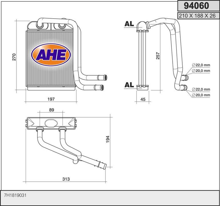 AHE 94060 Heat exchanger, interior heating 94060