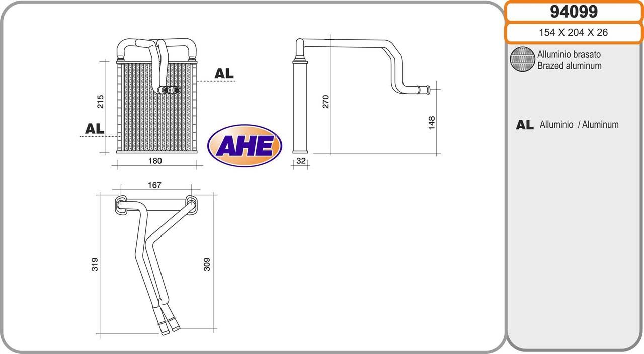 AHE 94099 Heat exchanger, interior heating 94099
