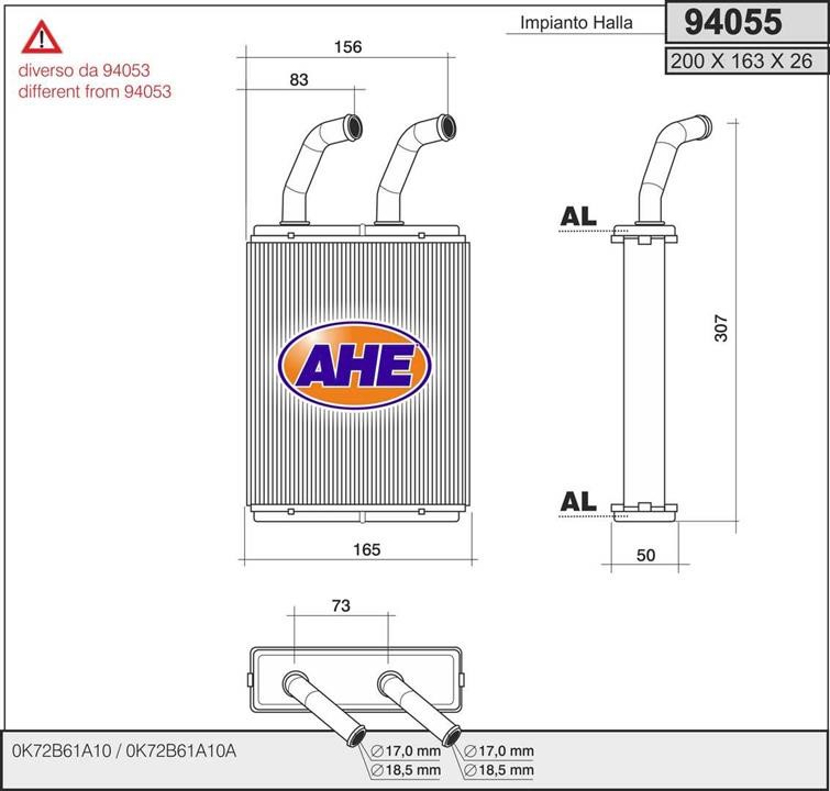 AHE 94055 Heat exchanger, interior heating 94055
