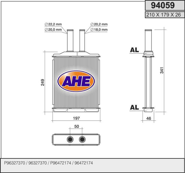 AHE 94059 Heat exchanger, interior heating 94059