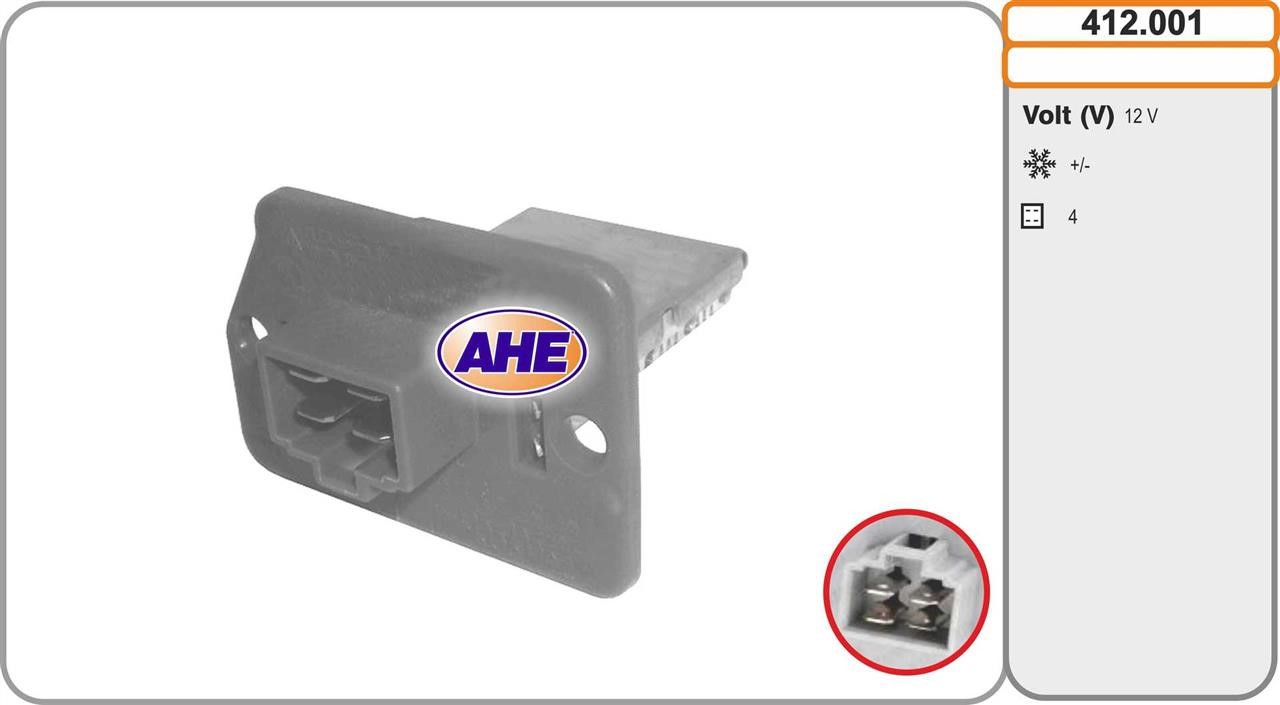 AHE 412.001 Pre-resistor, electro motor radiator fan 412001