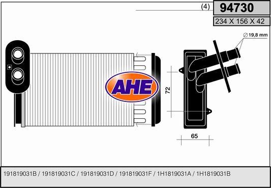 AHE 94730 Heat exchanger, interior heating 94730