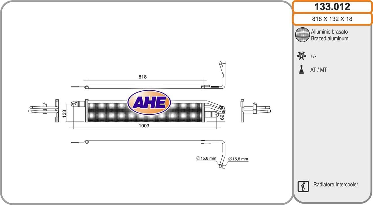 AHE 133.012 Radiator, engine cooling 133012