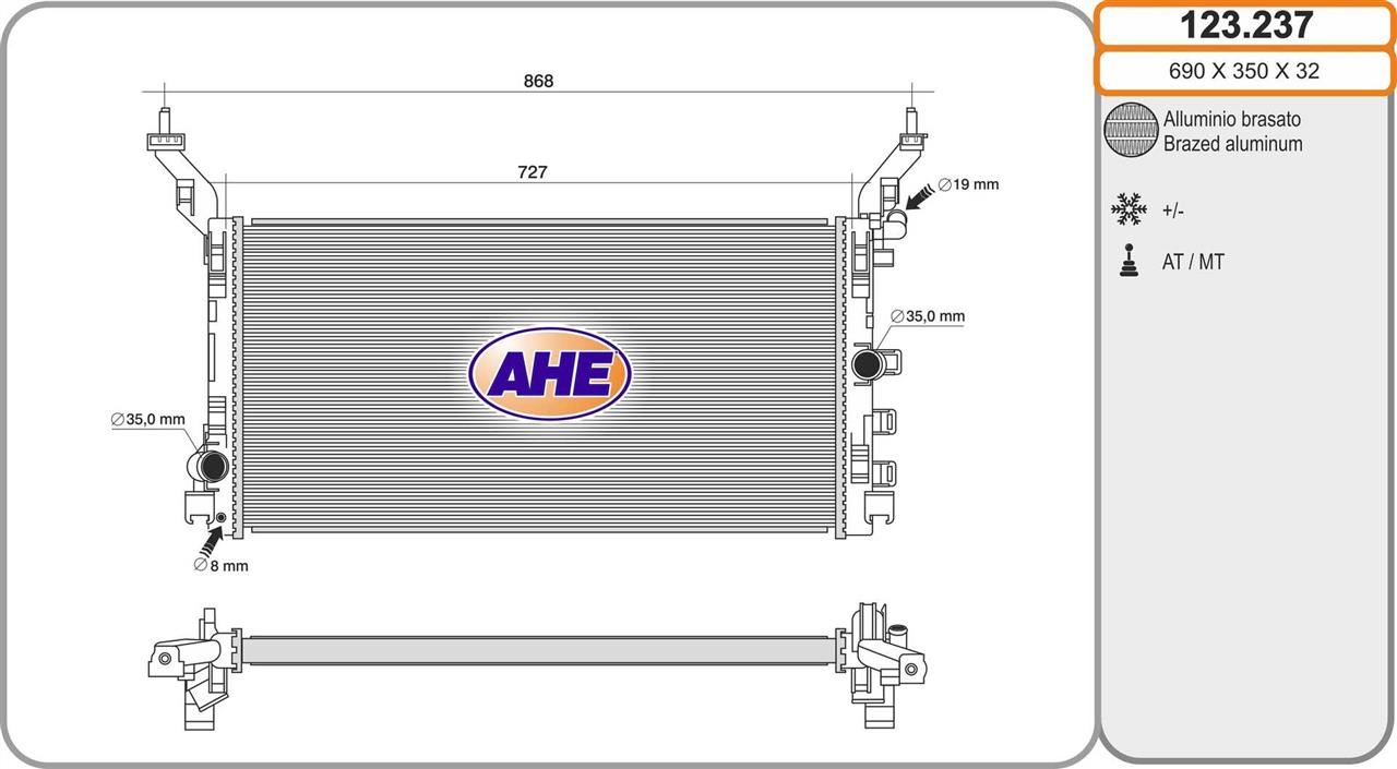 AHE 123.237 Radiator, engine cooling 123237